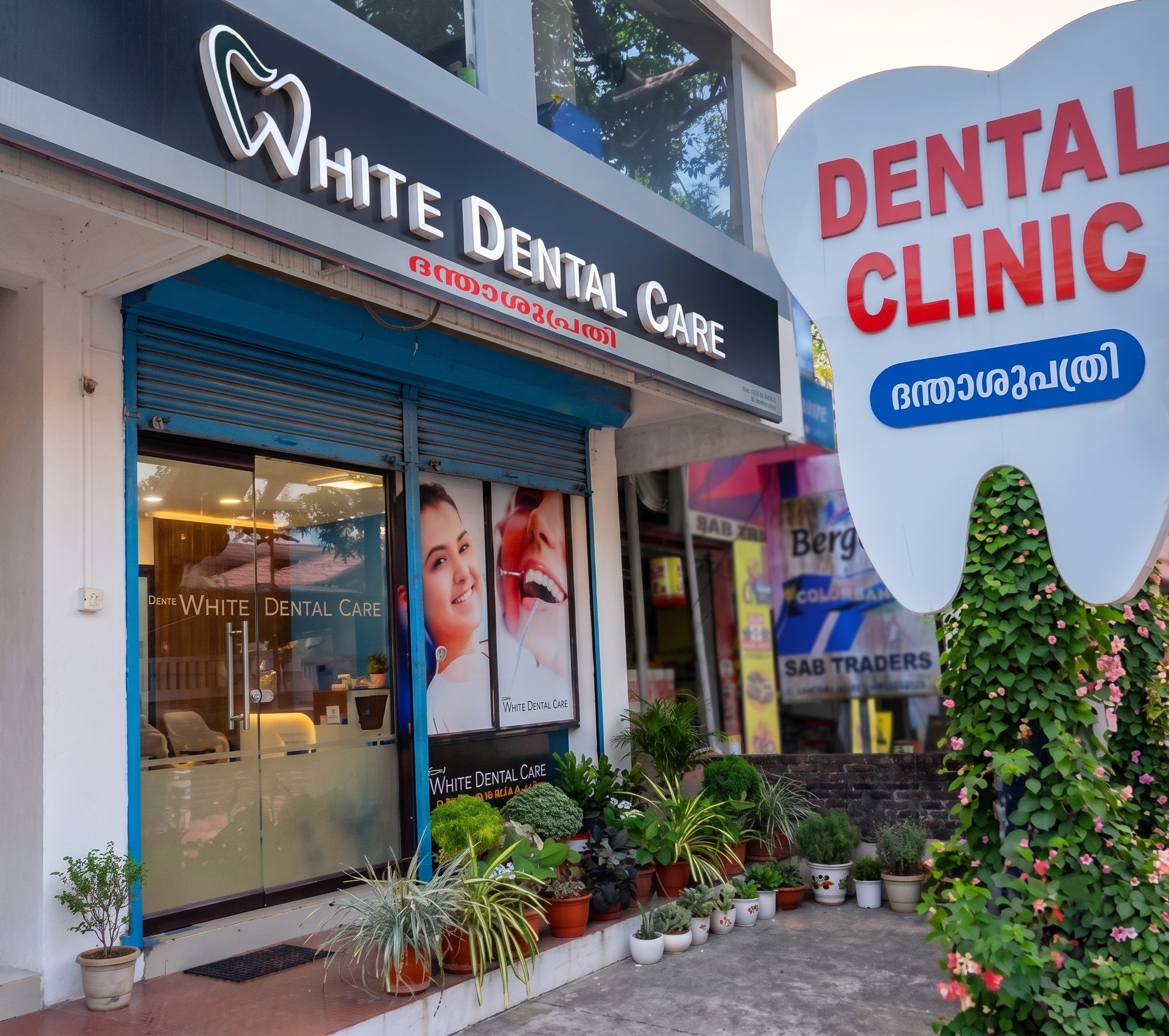 White Dental Care clinic exterior in Velur, Thrissur